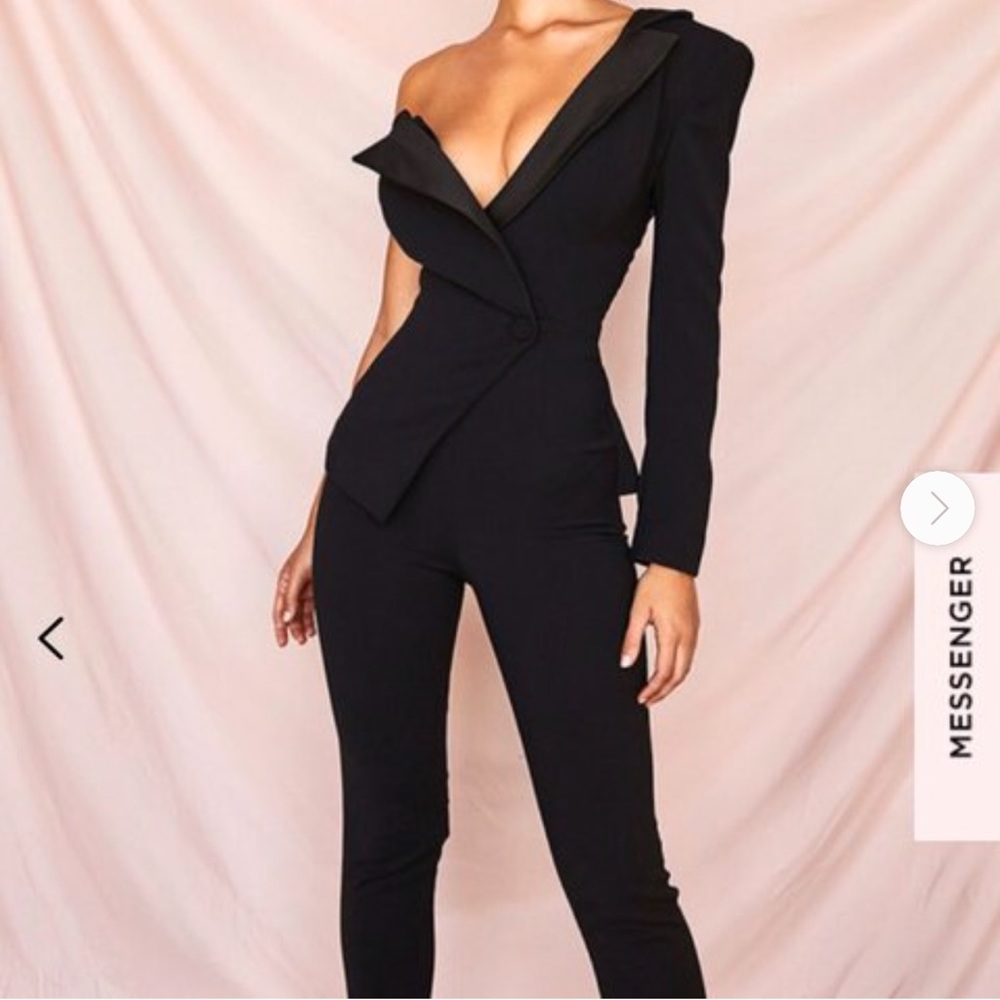 House of CB rosaria jumpsuit one shoulder tuxedo tags attached